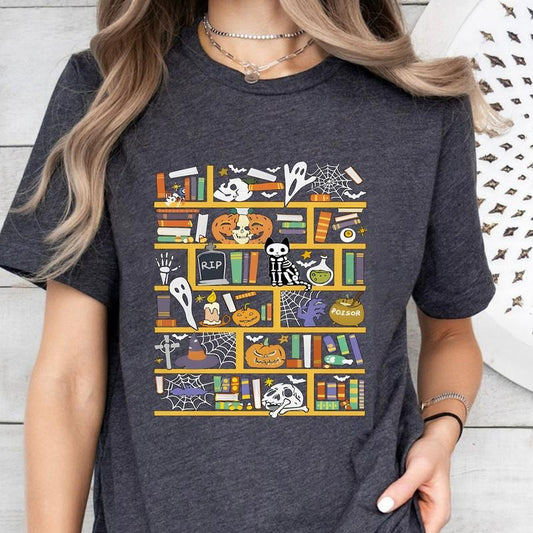 Halloween Library T-Shirt, Ghost Books Halloween T-Shirt, Teacher HalloweenT-Shirt, Book Lover shirt, Halloween Reading T-Shirt, Book Club, Halloween Ghost