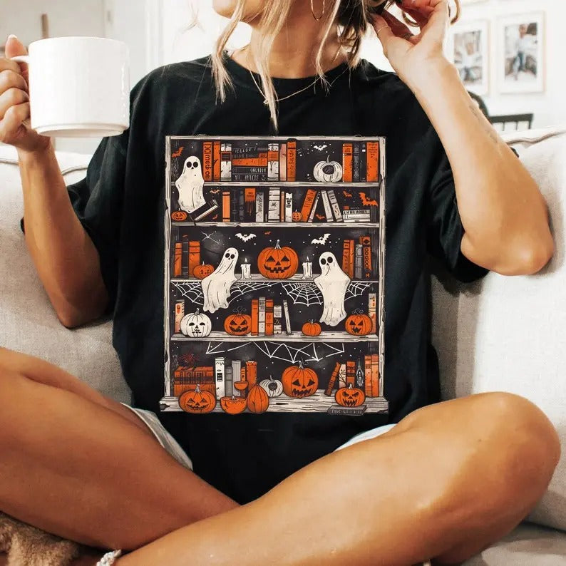 Halloween Library T-shirt, Ghost Books Halloween shirt, Teacher Halloween shirt, Book Lover shirt, Halloween Reading T-shirt, Book Club, Halloween Ghost, Book Lover Gift, Reading Book, Womens Book Gift, Bookish Gift, gift for her