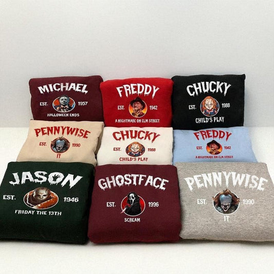 Halloween Movie Characters Friend T Shirt, Crewneck Sweatshirt, Halloween Movie Sweater, Halloween Movie Characters Fan Gifts