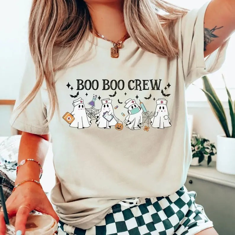 Halloween Nurse Shirt, Boo Boo Crew Shirt, Halloween Nursing Shirt, Funny Halloween T-Shirt, Cute Nurse Sweater, Ghost...