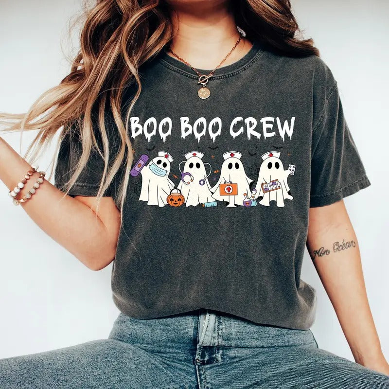 Halloween Nurse Shirt, Gift For Nurse, School Nurse Tshirt, Er Nursee Life T-Shirt, Nursing Student Gifts, Boo Boo Crew, Unisex Short Tee Cotton