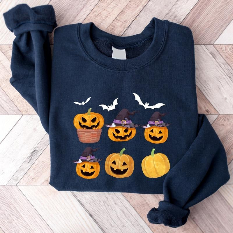 Halloween Party Sweatshirt, Funny Pumpkin Hoodie, Spooky Season Gift Sweater, Unisex Fall Pumpkin Long Sleeve.