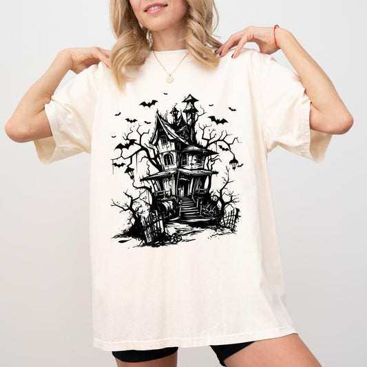 Halloween Party Tee Bats Shirt Comfort Colors, Spooky Season Unhinged Unisex T-Shirt, Winter Clothing, Vintage Halloween Gifts, Bats Ghost Tee