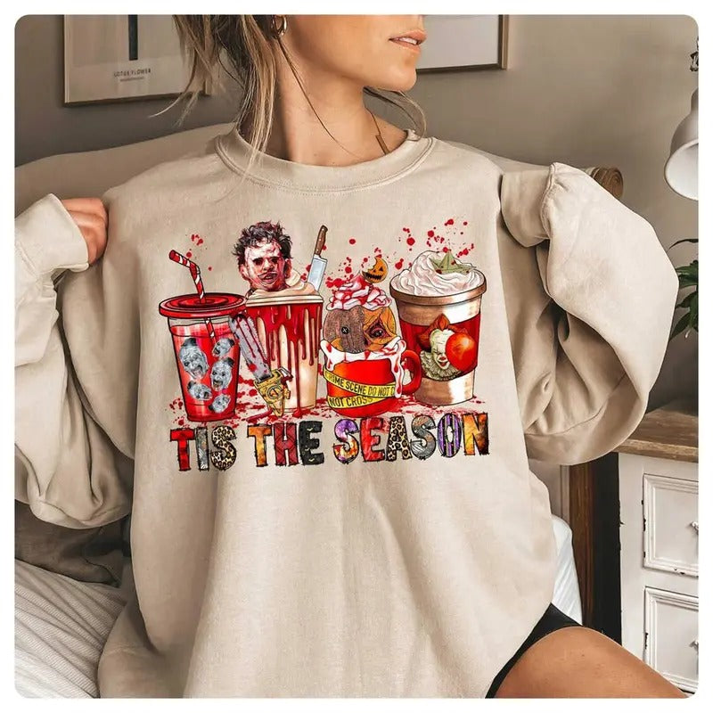 Halloween Pennywise Sam Leather Face Coffee Shirt Tis The Season Shirt Halloween Shirt Movie Shirt Spooky Season Shirt