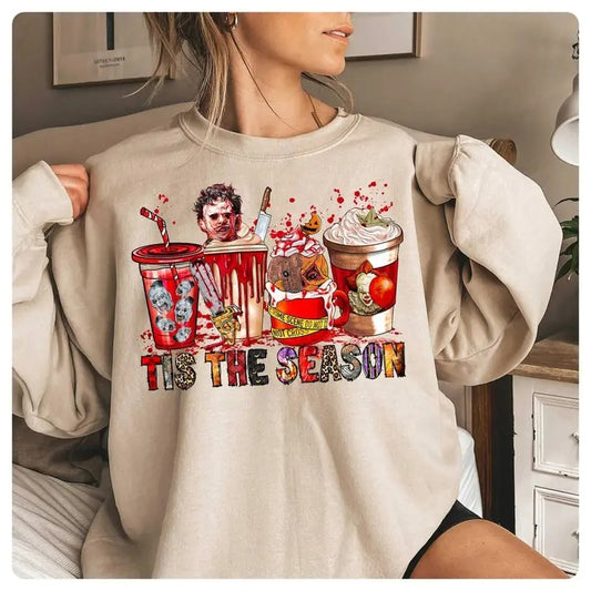 Halloween Pennywise Sam Leather Face Coffee Shirt Tis The Season Shirt Halloween Shirt Movie Shirt Spooky Season Shirt