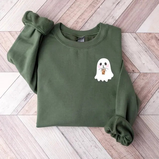 Halloween Pocket Size Ghost Shirt, Little Ghost Coffee Tee,Ghost Pocket Tee,Spooky Season,Halloween Shirt,Cute Ghost...
