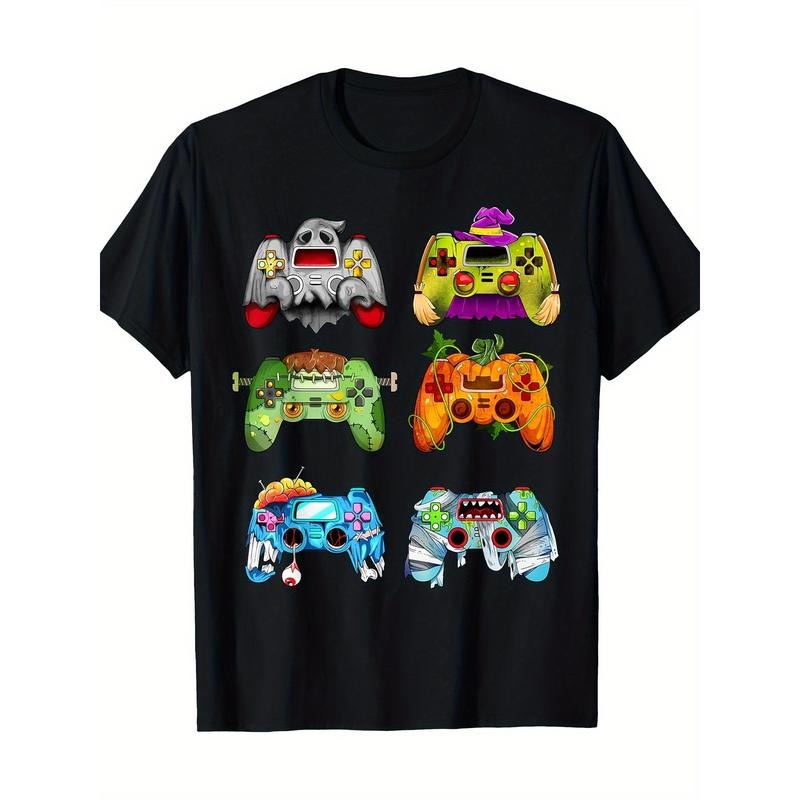 Halloween Pumpkin Witch game controller Zombie 100% cotton T-shirt Made in USA