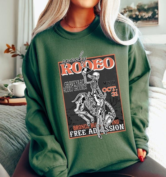 Halloween Rodeo Sweatshirt, Skeleton Cowboy Shirt, Western Halloween Sweater, Retro Halloween T-Shirt, Western Halloween Crewneck  T-shirt, sweater and Hoodie