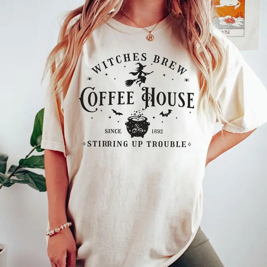 Halloween Shirt, Witches Coffee House Shirt, Sal3m Witches Tee, Spooky Season Shirt, Sal3m Trip, Unisex Short Sleeve Tee, Womenswear