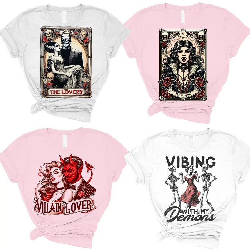 Halloween Shirts Round  3- Print is Sublimation, Unisex T-Shirt, Funny Tee, Womenswear Graphic Womenswear Graphic...