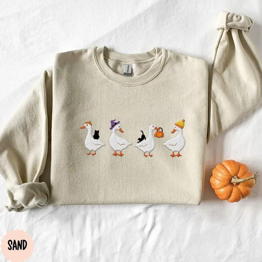 Halloween Silly Goose Embroidered Sweatshirt, Trendy Goose Crewneck, Gift For Her, Silly Goose University, Funny Embroidered Shirt for Fall