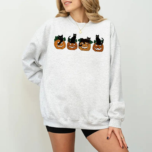 Halloween Sweatshirt, Cat Sweatshirt, Ghost Shirt, Halloween Sweater, Halloween Cat Shirt, Cat Lover Shirt, Black Cat Shirt, Spooky Season