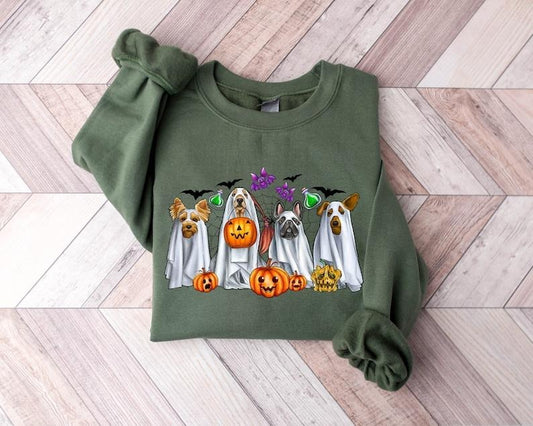 Halloween Sweatshirt, Halloween Ghost, Ghost Sweatshirt, Halloween Dog Sweatshirt, Ghost Dog Shirt,2023 Happy Halloween, Retro Spooky Season  T-shirt, sweater and Hoodie