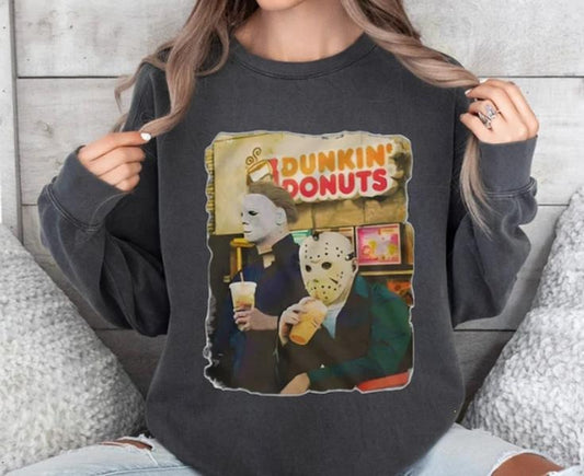 Halloween Sweatshirt, Jason Michael Dunkin Donuts,Halloween Movie, Meme Shirt, 90s Halloween, Horror Shirt,Meme