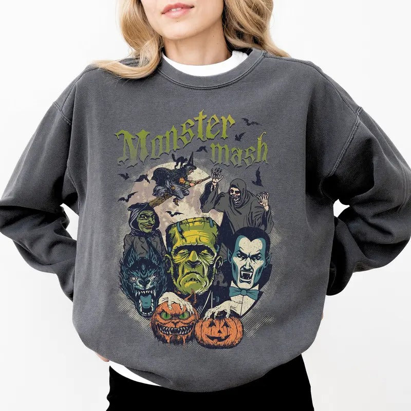 Halloween Sweatshirt, Retro Halloween Sweatshirt, Spooky Halloween Shirt Monster Mash Shirt