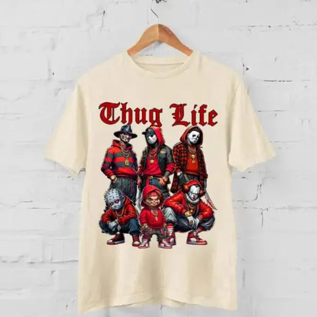 Halloween THUGLIFE Shirt, Halloween Horror Characters Shirt, Halloween Graphic Tee Shirt Hoodie, Sweatshirt | DripVista.com
