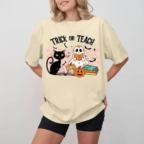 Halloween Teacher T-Shirt, Gift For Fan, Gift For Her, Gift For Him Fabric Spandex