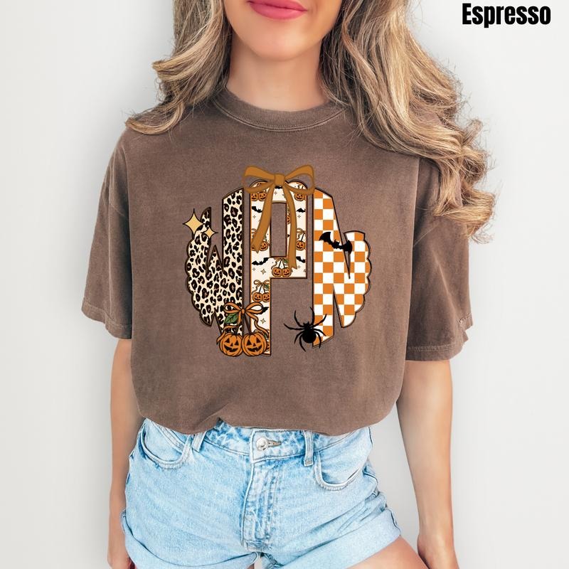 Halloween Theme Monogram Comfort Colors T-Shirt 'NLB' Hoodie, Sweatshirt | DripVista.com