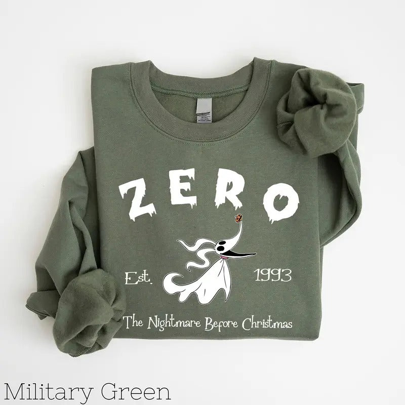 Halloween Zero Dog Sweatshirt, Nightmare Before Christmas Sweatshirt, Jack Skellington Sweatshirt, Nightmare Zero Sweatshirt Womenswear Hoodie