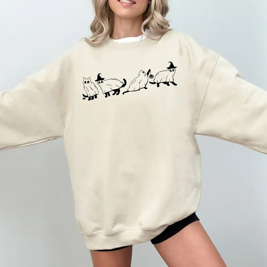 Halloween cat Sweatshirt, Halloween Sweater, Halloween Cat Shirt, Cat Lover Shirt, Black Cat Shirt, Spooky Season