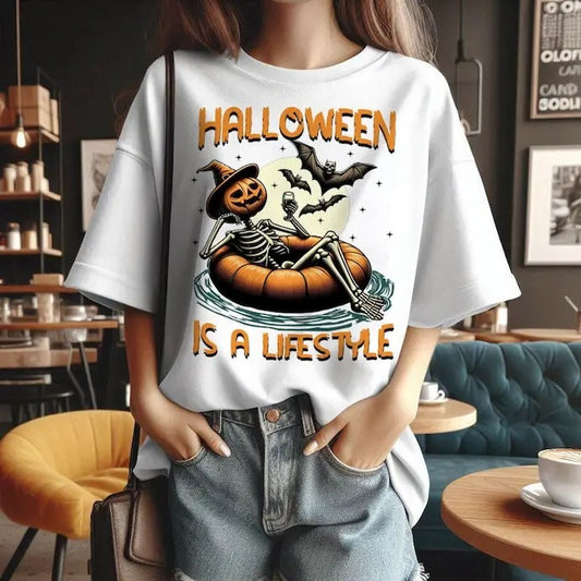 Halloween is a Lifestyle T-Shirt, Cute Summerween Sweatshirt, Spooky Summer Halloween Hoodie, Skeleton Skull T-Shirt, Tumbler Wrap, Spooky Season