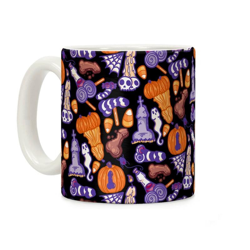 Halloweenies Pattern Coffee Mug, Graphic Tees, Funny Coffee Mug Gift
