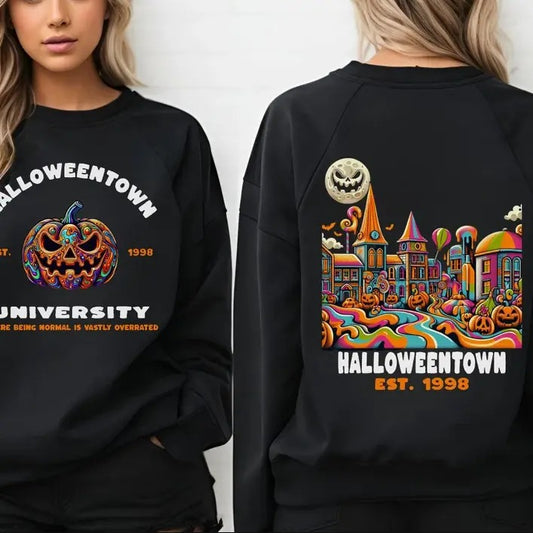 Halloweentown Est 1998 Sweatshirt Cute Fall Vintage Retro Halloween Spooky Doodles Gift, Full Color, Classic Fashion, Tee Print