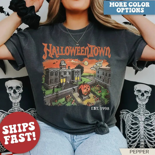 Halloweentown University Shirt - Retro & Cute Fall Design EST 1998, Halloween Town Shirt, Halloween Gift, Unisex T-shirt, Gift for Him, Gift for Her, Crew Neck, Trending T-shirt