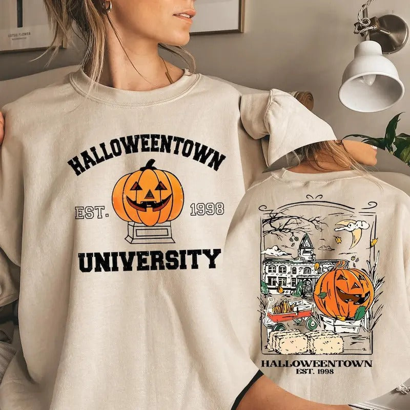 Halloweentown University Sweatshirt,  Halloween Sweatshirt Halloween Crewneck Fall Sweater T-Shirts, Hoodie | DripVista.com