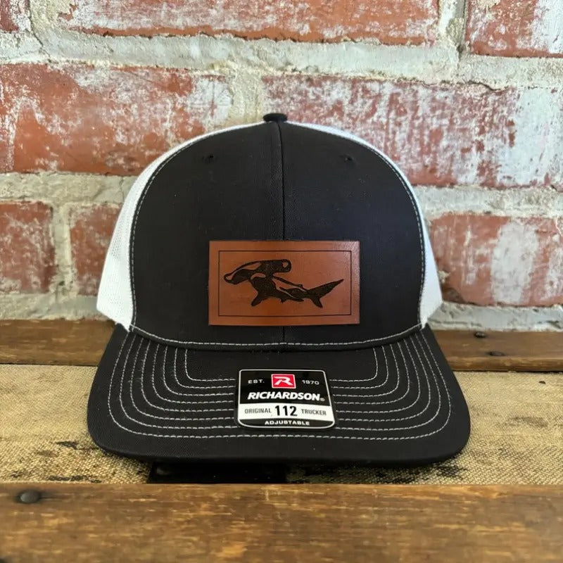 Hammerhead Shark leather patch Hat, Richardson 112, trucker hat T-Shirts, Hoodie, Sweatshirt | DripVista.com