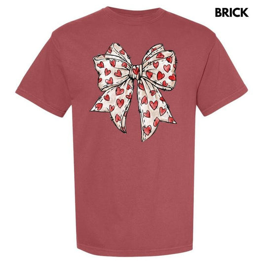 Hand Drawn Heart Bow Comfort Colors T-Shirt 'NLB'