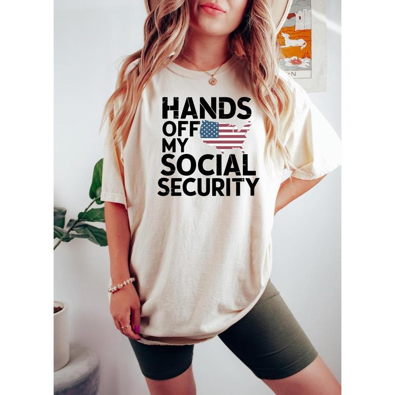 Hands Off My Social Security T-Shirt, Trendy Political Hands Off Protest Sweatshirt and Hoodie, Hands Off Medicaid Medicare Social Security