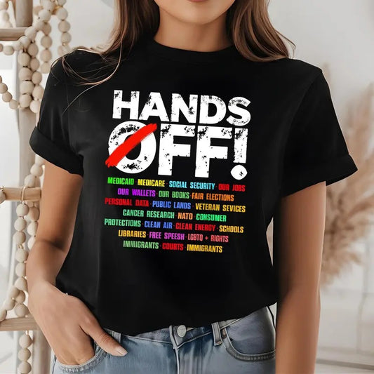 Hands Off Protest T-Shirt, Trendy Political Hands Off Protest Sweatshirt and Hoodie, Hands Off Medicaid Medicare Social Security