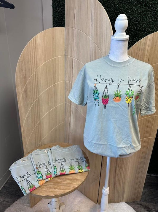 Hang In There Comfort Colors Tee - Plant Tee - Comfort Colors Short Sleeve Tee