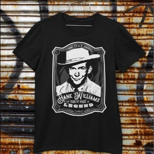 Hank Williams Shirt - Vintage Country Music T-shirt - Tee for Country Singer Fans and Rockabilly Punk Fashion - Great Gift for For Father's