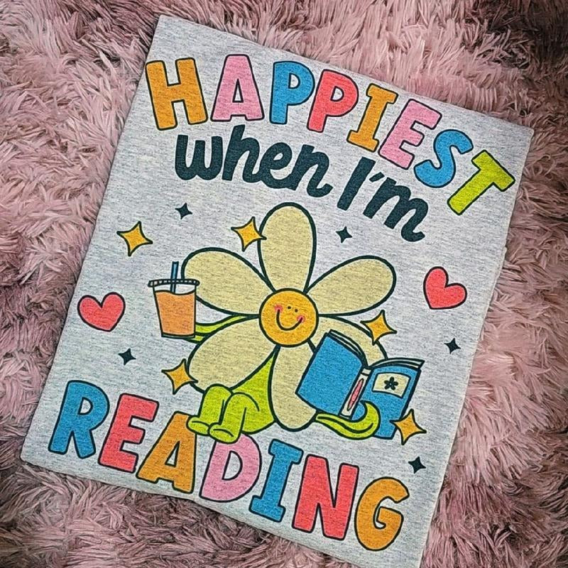 Happiest when I'm reading  Graphic Tee or Sweatshirt Loose Fit Hoodie | DripVista.com