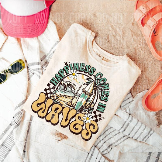 Happiness Comes in Waves DTF Transfers - THIS IS NOT A SHIRT