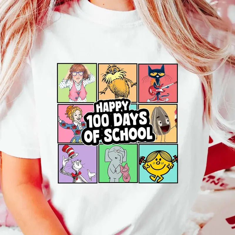Happy 100 Days of School Children's Books Shirt, Back To School Shirt, Preschool Shirt, 100 Days Celebration Shirt, Kindergarten Shirt