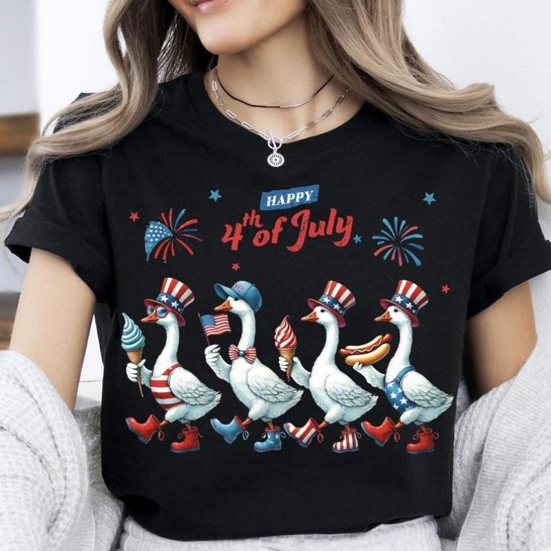 Happy 4th Of July Ducks Shirt, Independence Day Tee, American Goose Sweatshirt, Patriotic USA Flag T-Shirt, Funny Fourth...