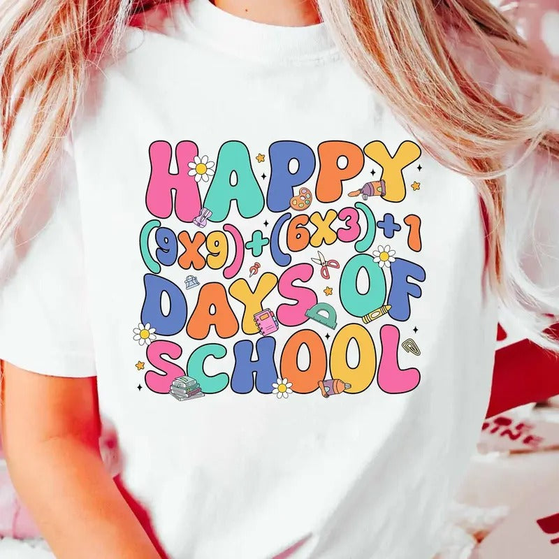 Happy 9x9 6x3 1 Days Of School Shirt, 100 Days Of School Shirt, 100 Days Smarter, Teacher Student Tee, Celebrate 100 Days Of School Shirt