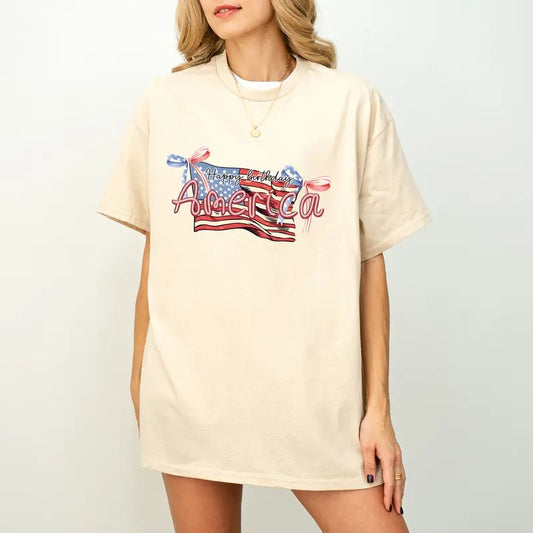 Happy Birthday American Coquette Flag Shirt, Coquette American Flag Shirt, Coquette Bow Shirt, 4th of July sublimation, America Shirt, Freedom, American Flag sublimation, American girl Shirt