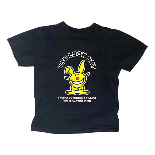 Happy Bunny You Look Hot Baby Tee, Gothic Emo Girl Top, Scene Clothing 2000s, Casual Cotton Short Sleeve, Y2k Top Women Streetwear, Gift For Girlfriend