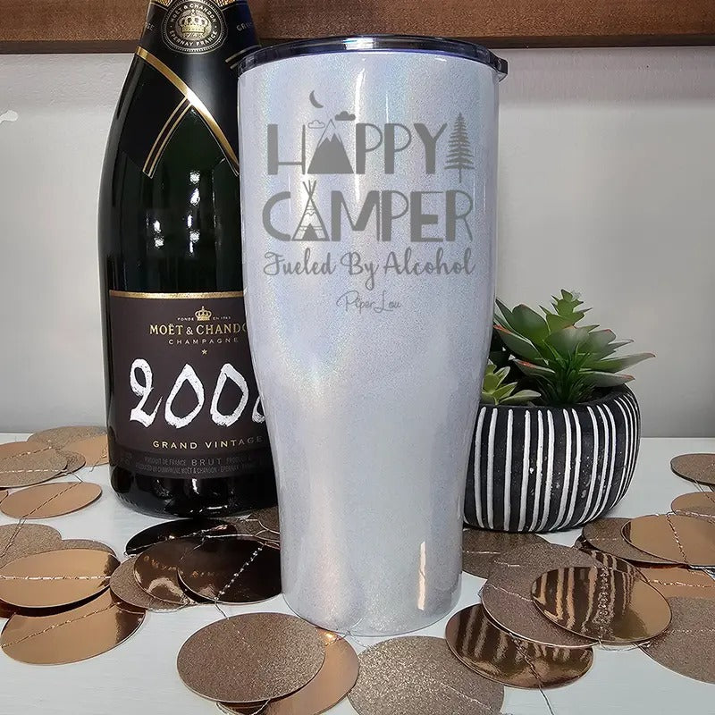 Happy Camper Fueled By Alcohol Laser Etched Tumbler T-Shirts, Hoodie, Sweatshirt | DripVista.com