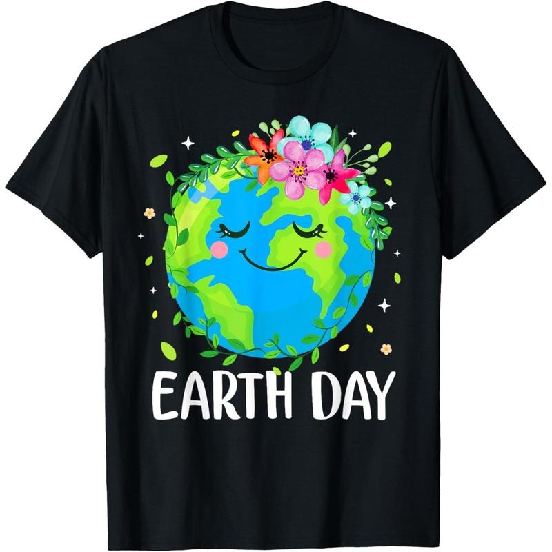 Happy Earth Day Shirt Cute Earth With Floral Earth Day 2025 T-Shirt made in usa Hoodie, Sweatshirt | DripVista.com