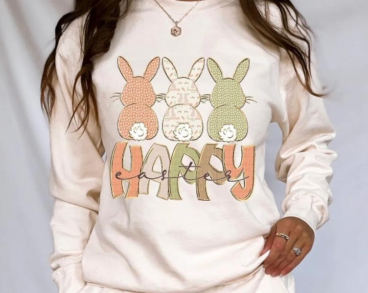 Happy Easter Bunnies DTF Transfers - THIS IS NOT A SHIRT