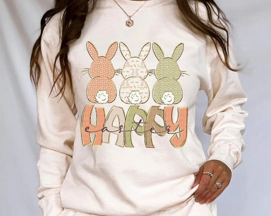 Happy Easter Bunnies DTF Transfers - THIS IS NOT A SHIRT