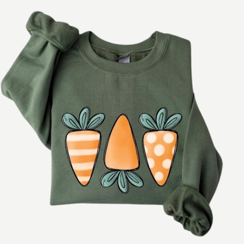 Happy Easter Carrot Sweatshirt, Easter Day Sweatshirt For Womens T-Shirts, Hoodie | DripVista.com