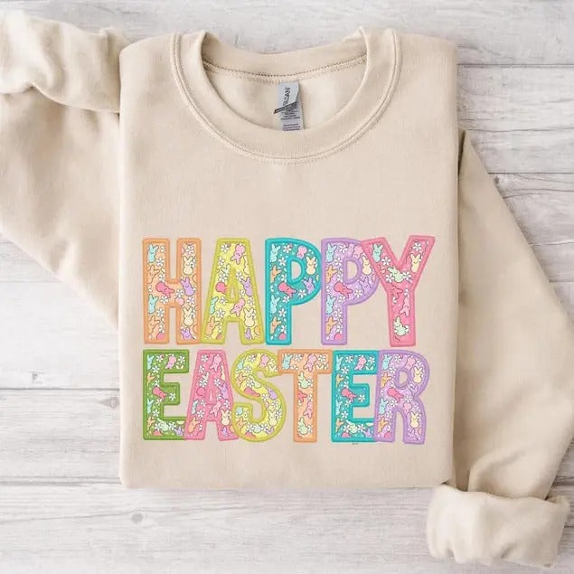 Happy Easter Sweatshirt, Womens Easter Shirt, Rabbit Sweatshirt, Bunny Sweatshirt, Funny Easter Sweater, Easter Gift,...
