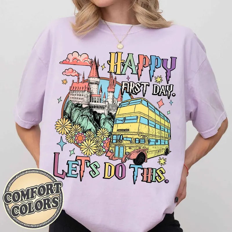Happy First Day of School Comfort Colors Shirt, Wizard School Shirt, HP Fan, Potter Shirt, Wizard Letters, Back to...