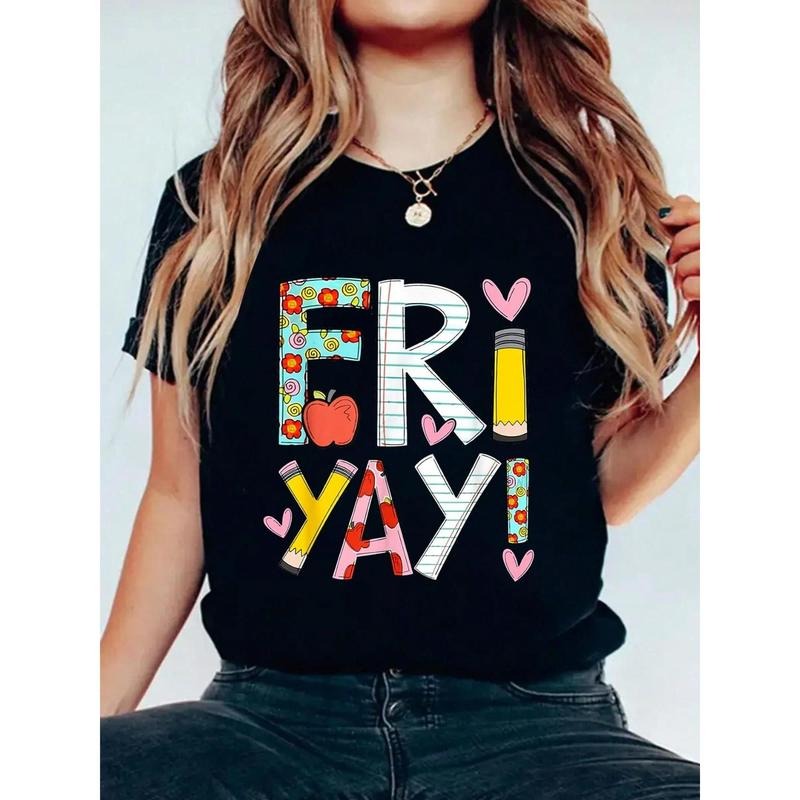 Happy Friday Funny Weekend Teacher Back Hidden leaf ninja T-Shirt, Floral Print, Round Neck, Short Sleeves, Summer Top...